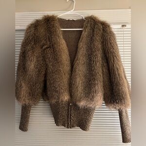Never worn, Boston Proper faux fur sweater